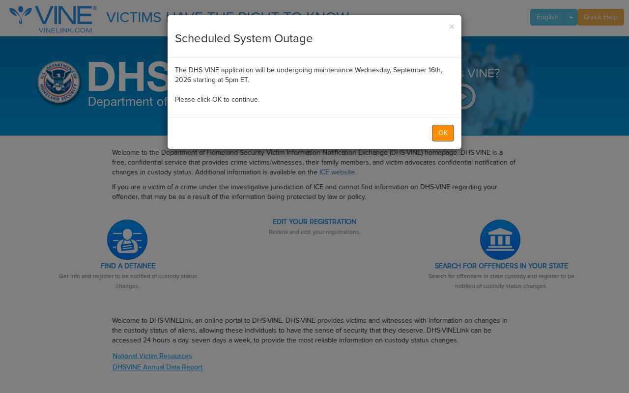 Official VINELink custody lookup and notification portal for Missouri searches
