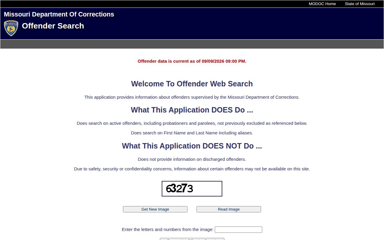 Missouri Department of Corrections offender search for state custody
